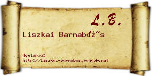 Liszkai Barnabás névjegykártya